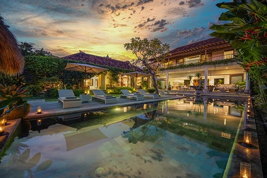 Villa at sunset